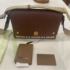 Burberry Leather and Vintage Check Note Crossbody